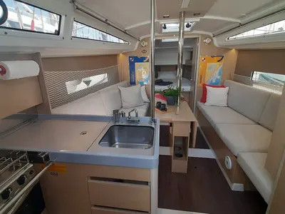 Salon of Mobula Zero, a Beneteau Oceanis 30.1 sailboat at Split, Croatia