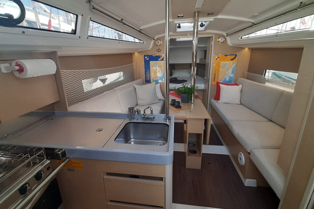 Salon of Mobula Zero, a Beneteau Oceanis 30.1 sailboat at Split, Croatia