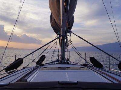 Deck of Evnia, a Jeanneau Sun Odyssey 410 sailboat at Volos Municipality, Greece