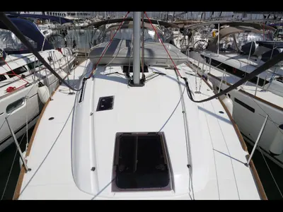 Deck of Sicc, a Jeanneau Sun Odyssey 419 sailboat at Grad Kaštela, Croatia