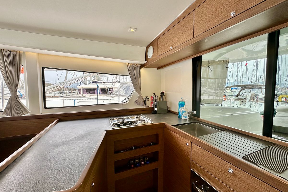 Galley of Sail Arcturus, a Lagoon 42 catamaran at Fethiye, Turkey