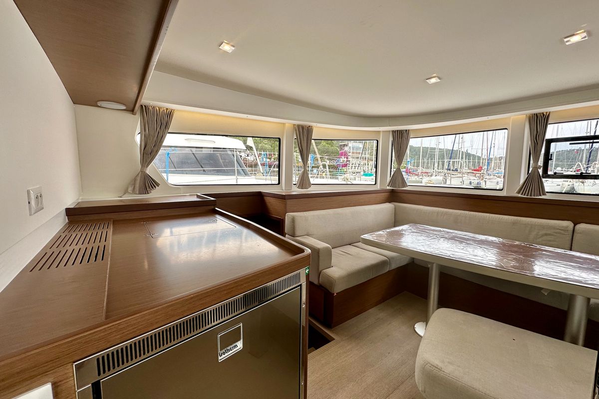 Salon of Sail Arcturus, a Lagoon 42 catamaran at Fethiye, Turkey