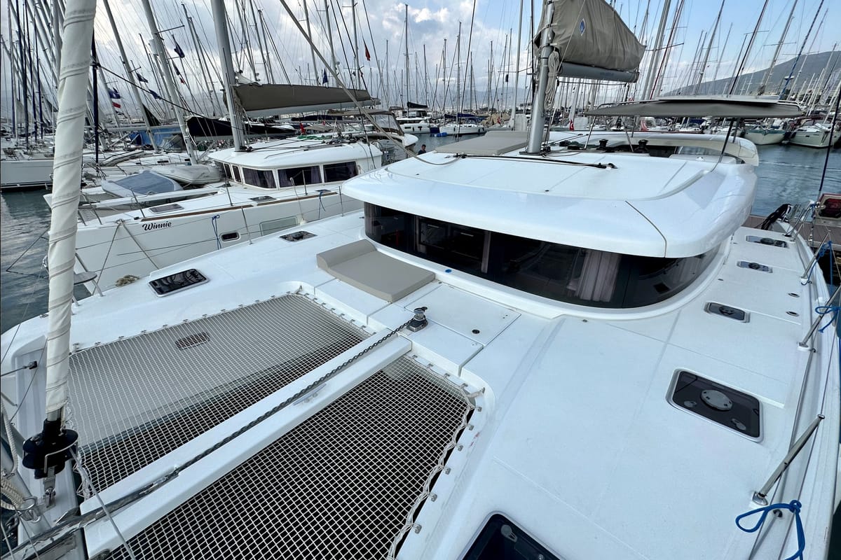 Head on Sail Arcturus, a Lagoon 42 catamaran at Fethiye, Turkey