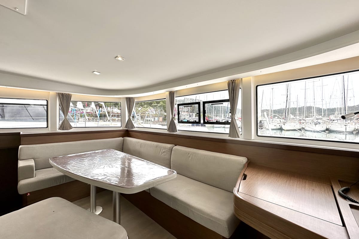 Salon of Sail Arcturus, a Lagoon 42 catamaran at Fethiye, Turkey