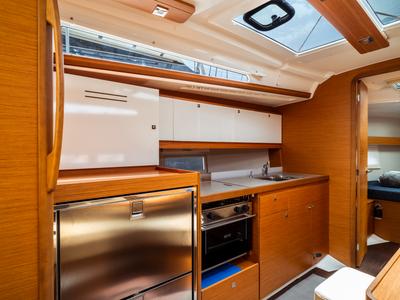 Galley of Rosa, a Dufour 390 Grand Large sailboat at Olbia, Italy