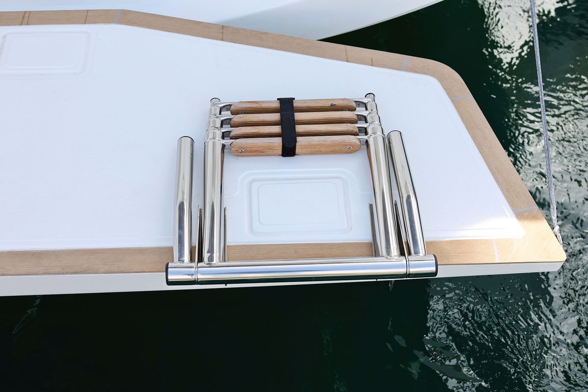Deck of Wild Rose, a Dufour 41 sailboat at Primošten, Croatia