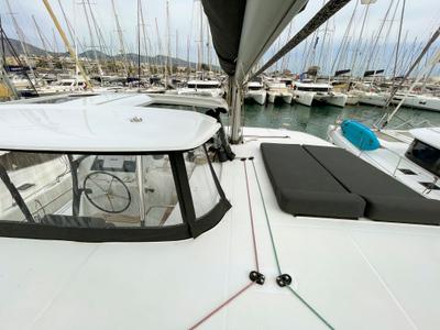 Deck of Nami, a Lagoon 42 catamaran at Athens, Greece