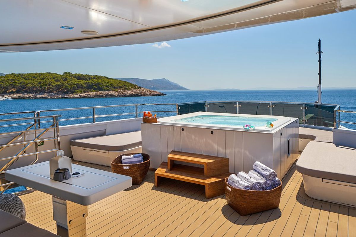 Deck of Argo, a Custom Made ICY 55 yacht at Split, Croatia