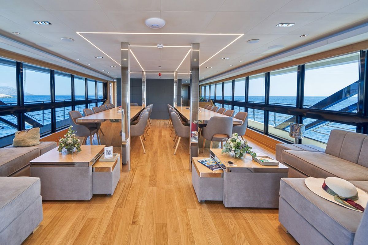 Salon of Argo, a Custom Made ICY 55 yacht at Split, Croatia