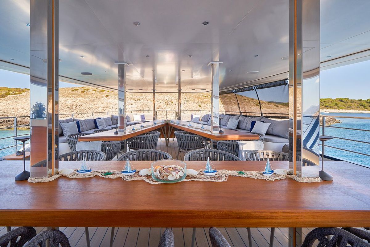 Deck of Argo, a Custom Made ICY 55 yacht at Split, Croatia