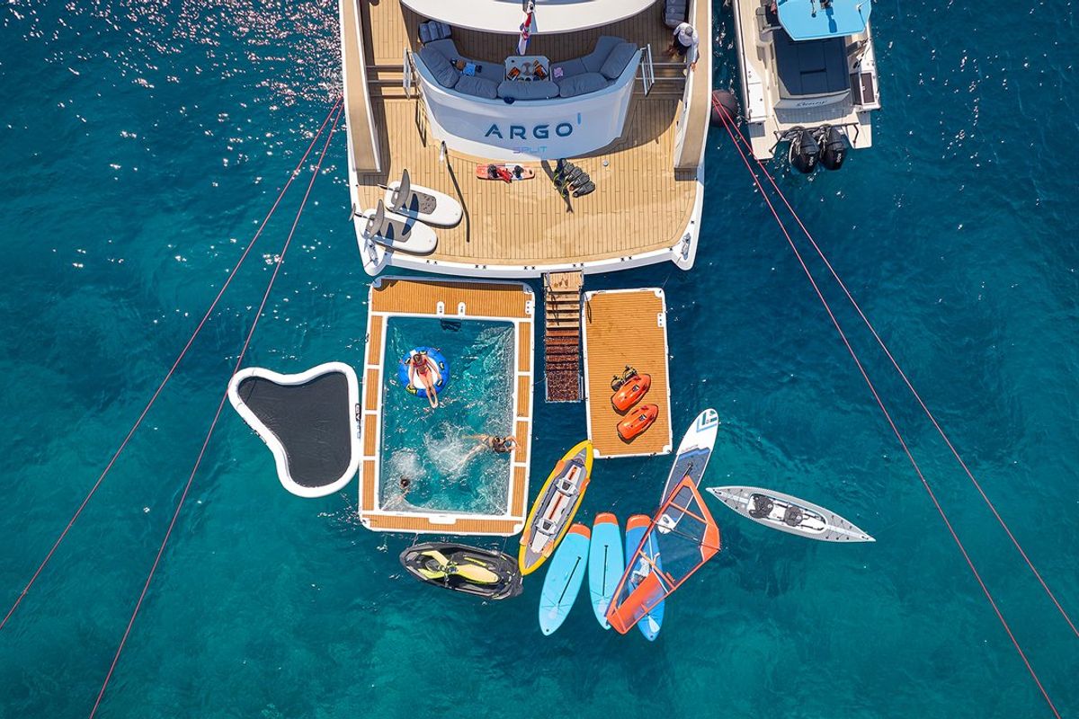 Deck of Argo, a Custom Made ICY 55 yacht at Split, Croatia