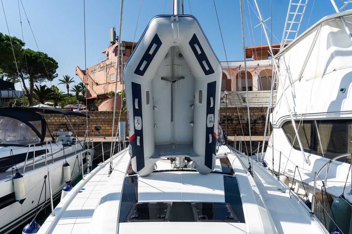 Exterior view of Anfitrite, a Beneteau Oceanis 51.1 sailboat at Trapani, Italy