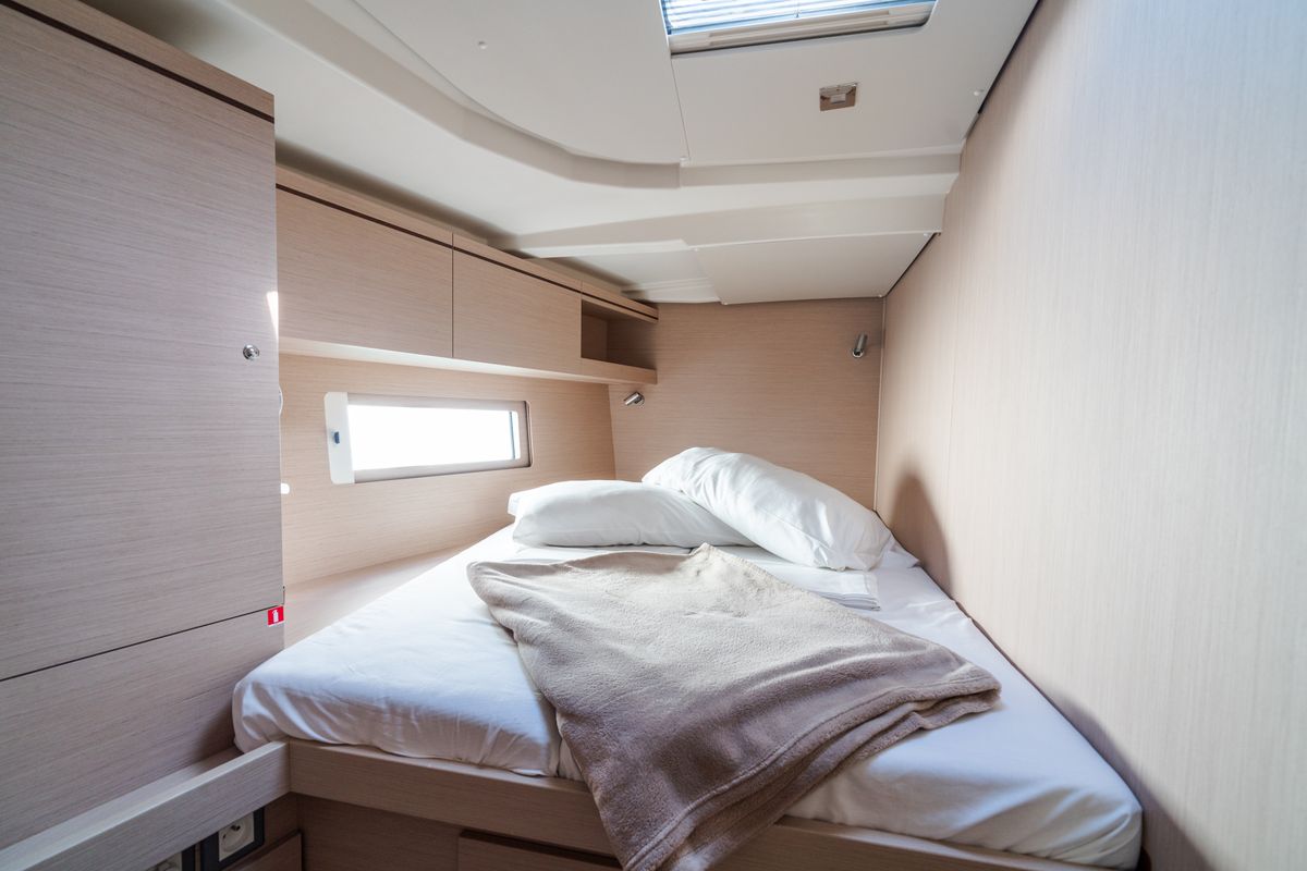 Cabin on Anfitrite, a Beneteau Oceanis 51.1 sailboat at Trapani, Italy