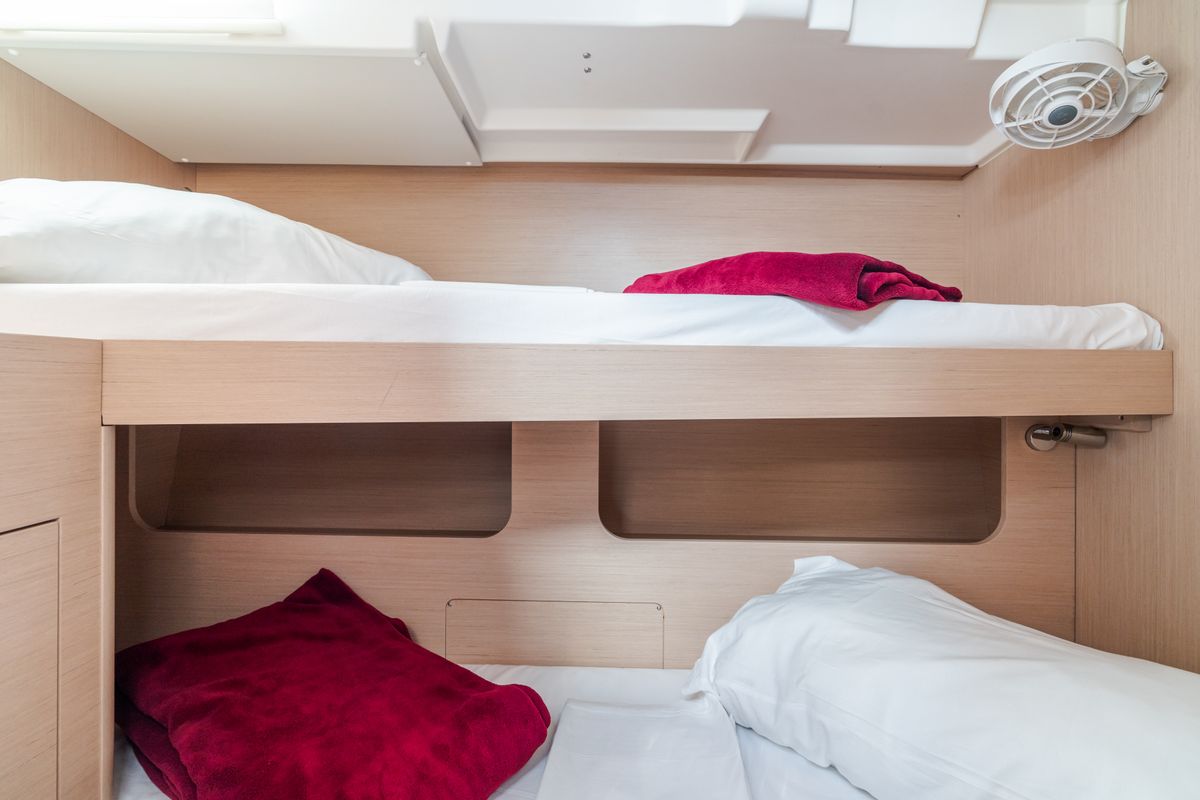 Cabin on Anfitrite, a Beneteau Oceanis 51.1 sailboat at Trapani, Italy