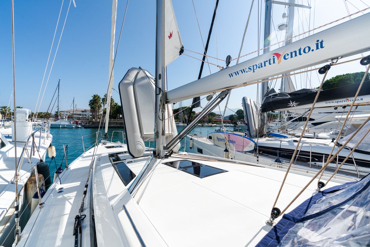 Exterior view of Anfitrite, a Beneteau Oceanis 51.1 sailboat at Trapani, Italy