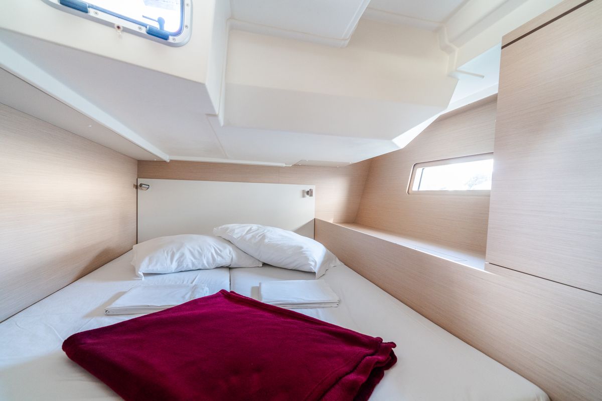 Cabin on Anfitrite, a Beneteau Oceanis 51.1 sailboat at Trapani, Italy