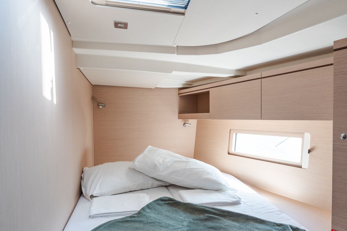 Cabin on Anfitrite, a Beneteau Oceanis 51.1 sailboat at Trapani, Italy
