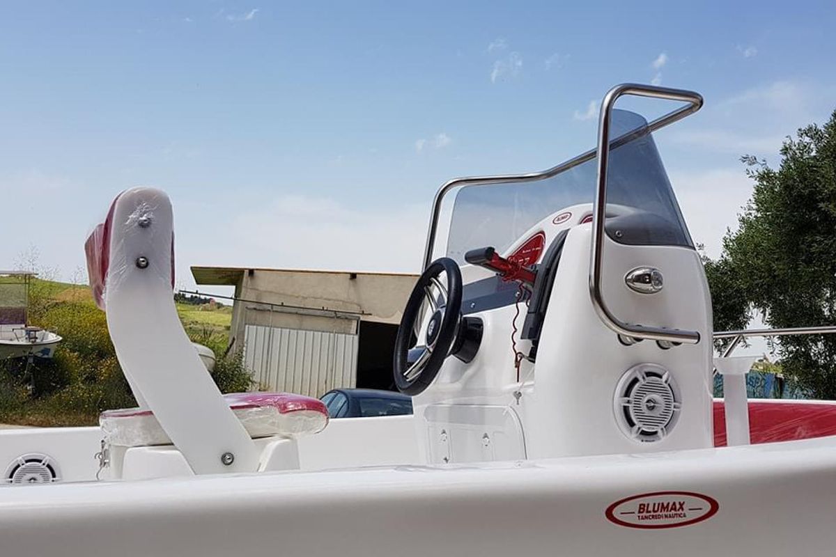 Cockpit of Nemo, a Gulet Blumax 19 Pro motorboat at Livorno, Italy