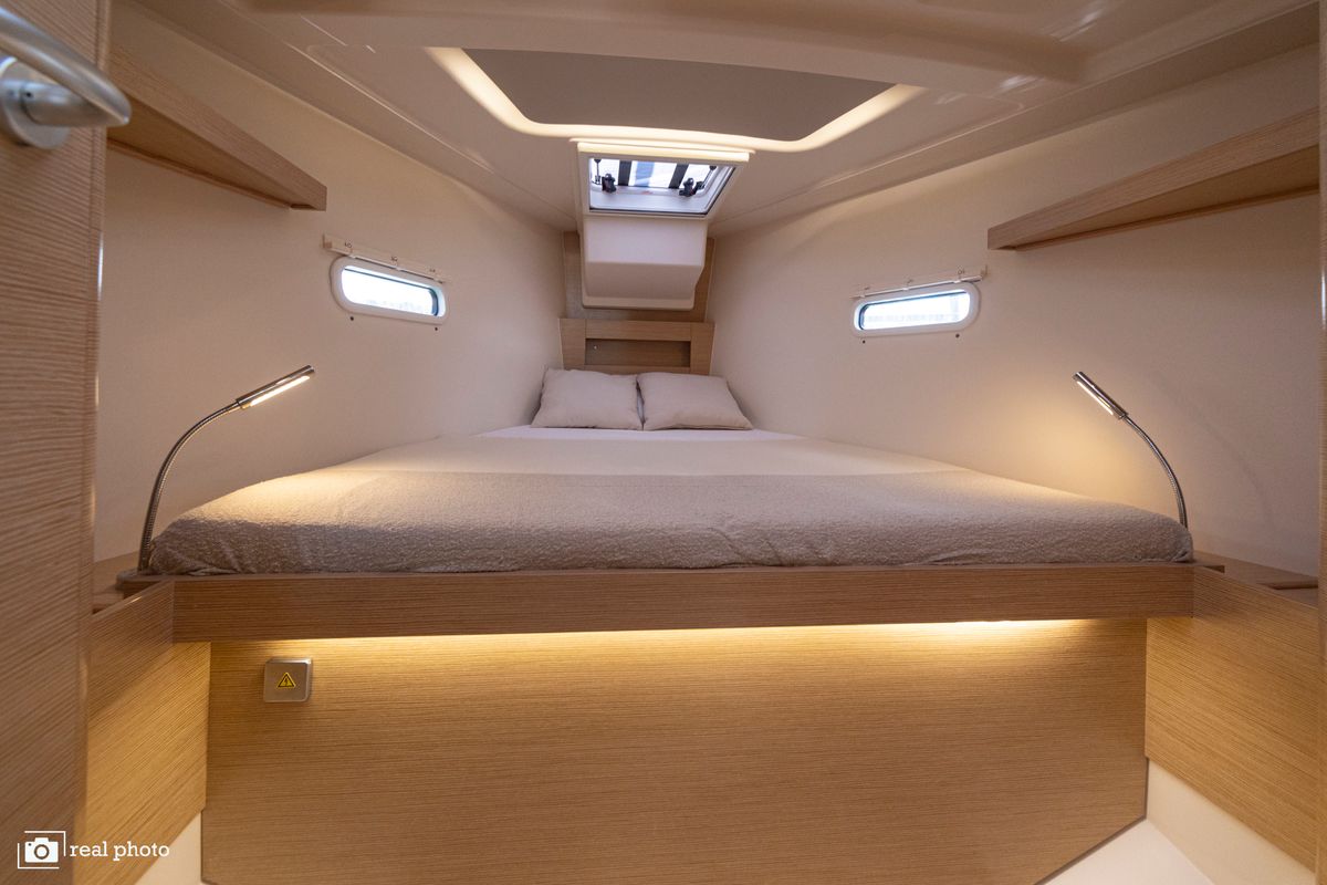 Cabin on Tecla, a Hanse Yachts Hanse 388 sailboat at Castellammare di Stabia, Italy