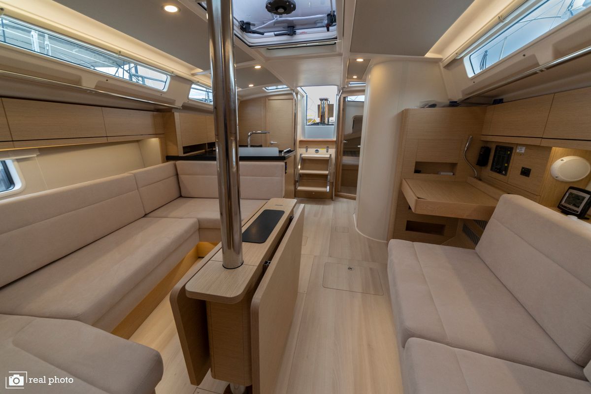 Salon of Tecla, a Hanse Yachts Hanse 388 sailboat at Castellammare di Stabia, Italy
