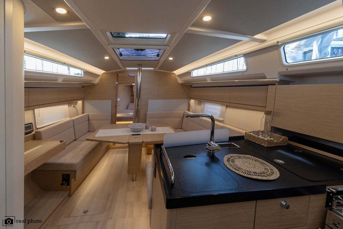 Salon of Tecla, a Hanse Yachts Hanse 388 sailboat at Castellammare di Stabia, Italy