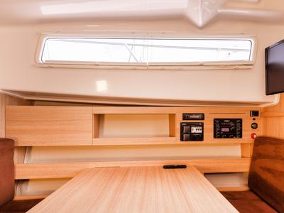Salon of Zanussi, a Northman Nexus Revo 870 Prestige motorboat at Sztynort, Poland