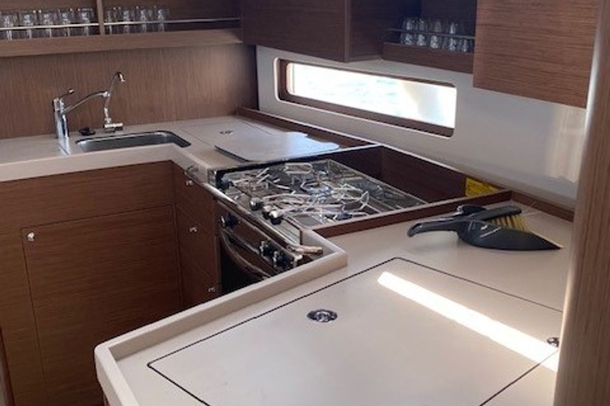 Galley of Stefano, a Beneteau Oceanis 40.1 sailboat at Parikia, Greece