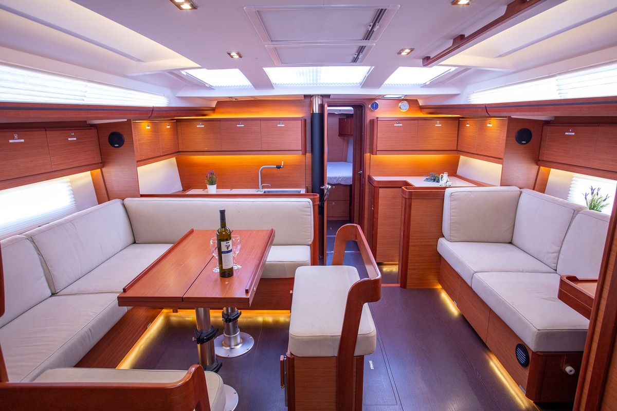 Salon of Nerthag, a Dufour 520 GL sailboat at Grad Pula, Croatia