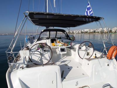 Deck of Lucky Dice, a Beneteau Cyclades 50.5 sailboat at Athens, Greece