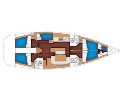 Floor plan of Lucky Dice, a Beneteau Cyclades 50.5 sailboat at Athens, Greece