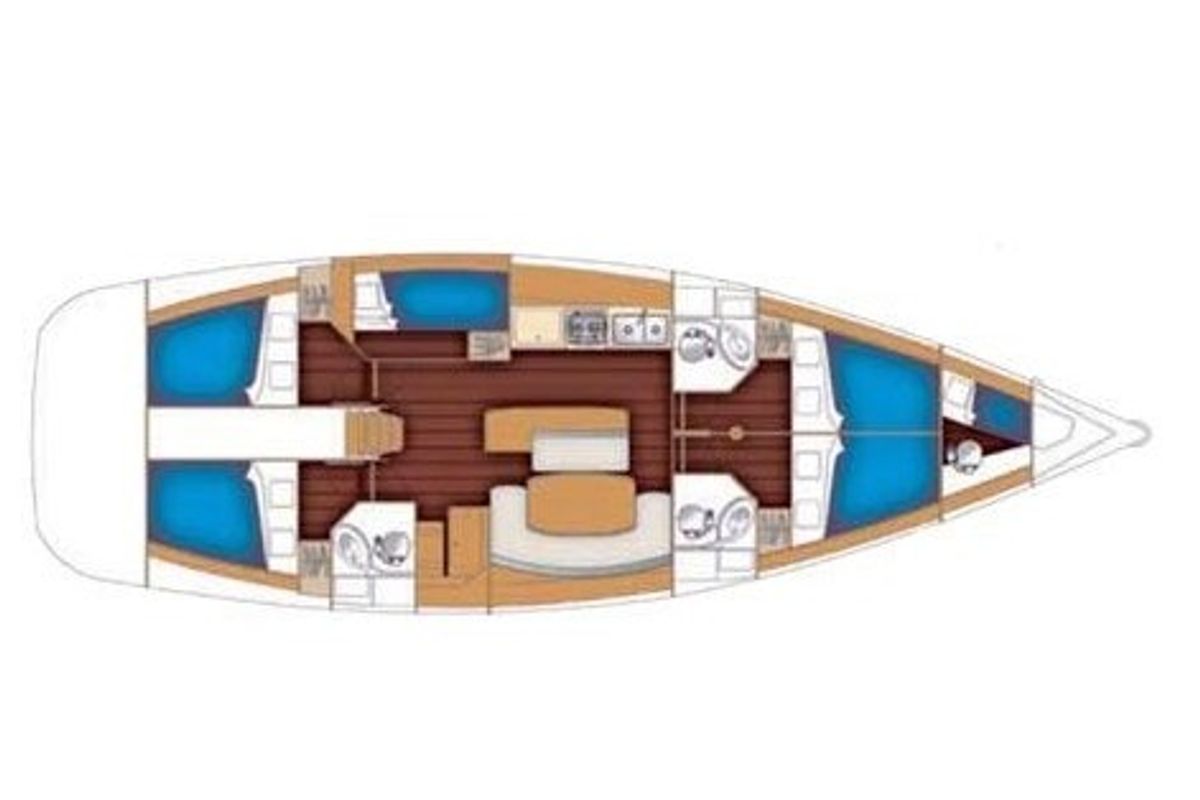 Floor plan of Lucky Dice, a Beneteau Cyclades 50.5 sailboat at Athens, Greece