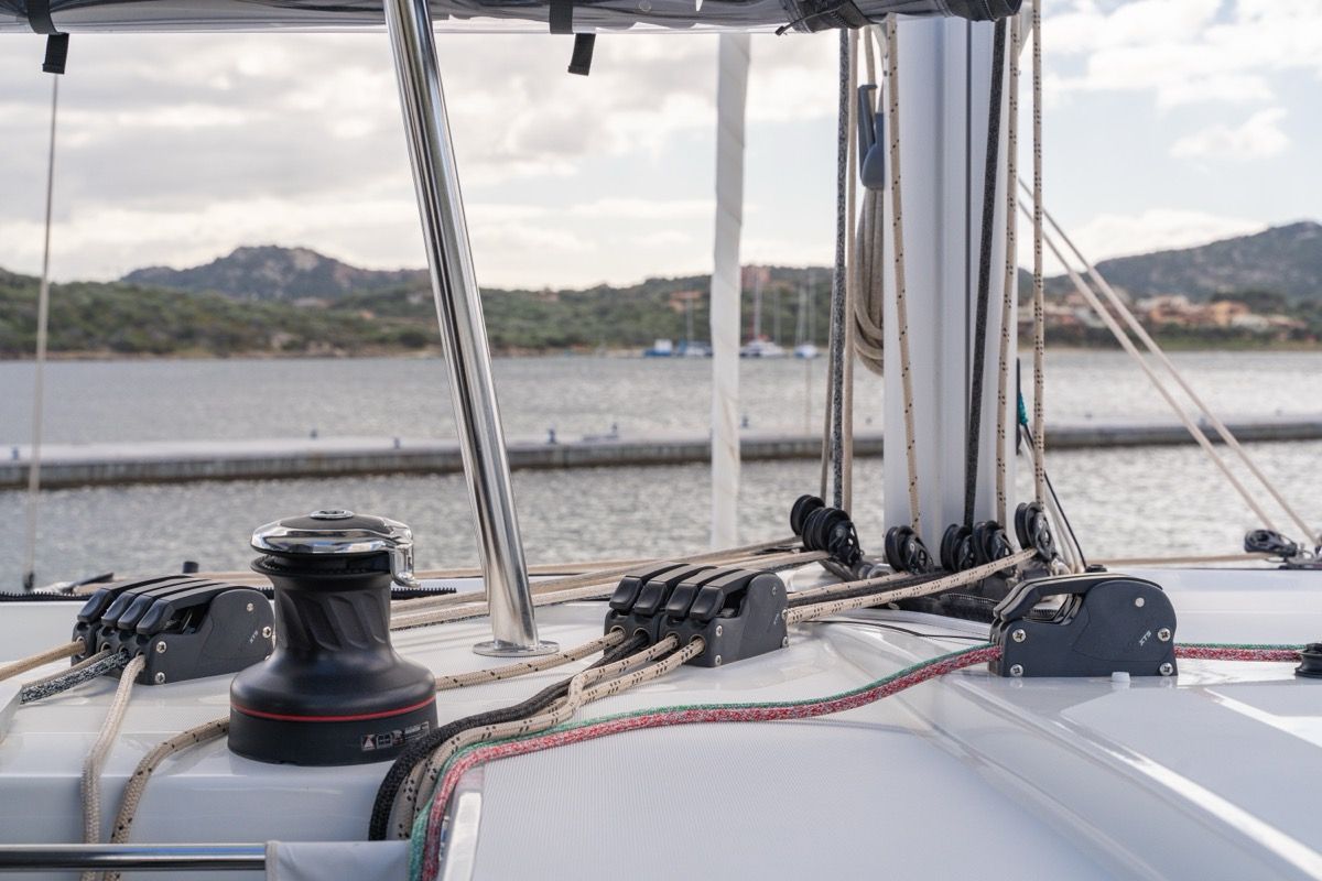 Arca 42, a Lagoon 42 catamaran at Olbia, Italy