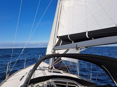 Deck of Salt, a Dufour 350 GL sailboat at Flensburg, Germany