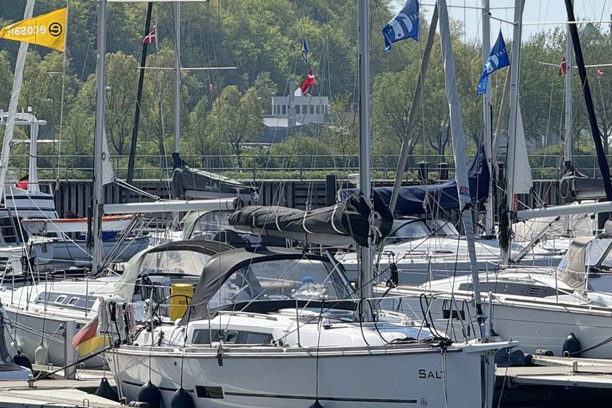Exterior view of Salt, a Dufour 350 GL sailboat at Flensburg, Germany