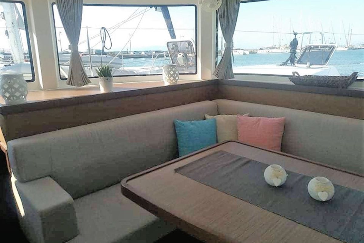 Salon of Elysium crewed - VIP equipped, a Lagoon 42 catamaran at Municipal Unit of Lefkada, Greece