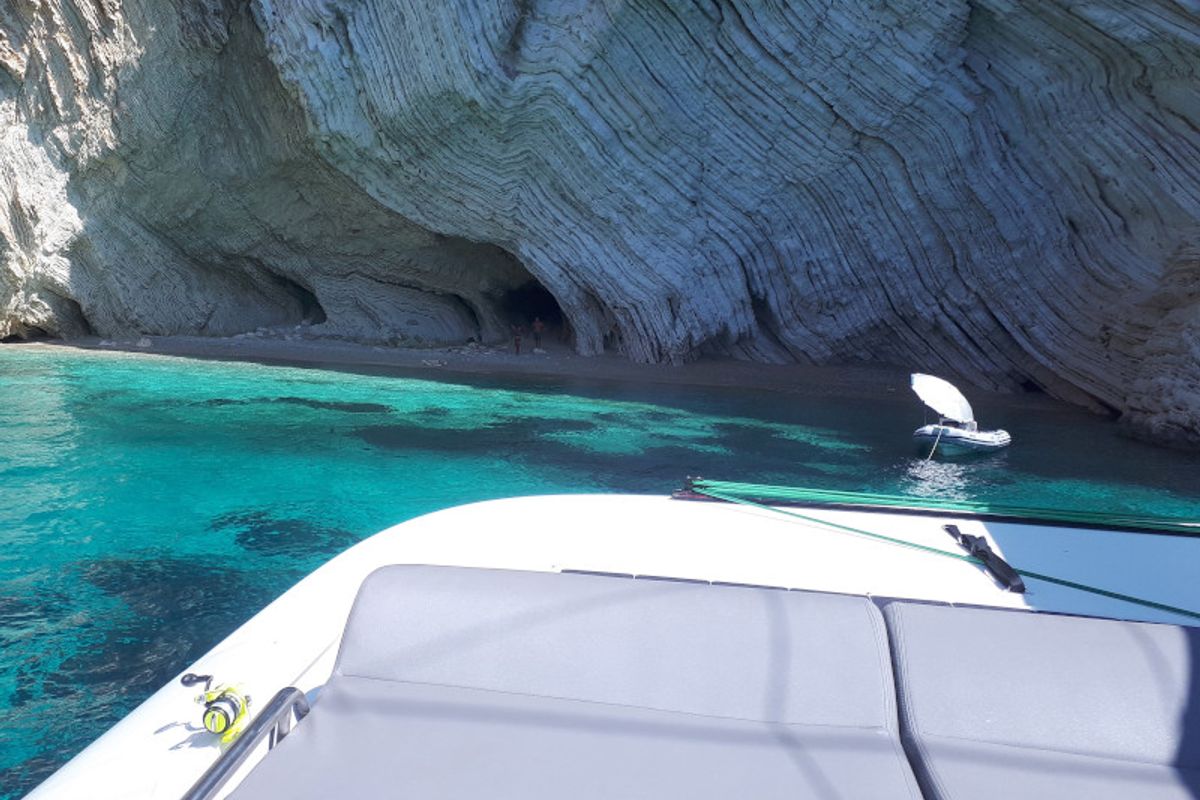 Deck of Elysium crewed - VIP equipped, a Lagoon 42 catamaran at Municipal Unit of Lefkada, Greece
