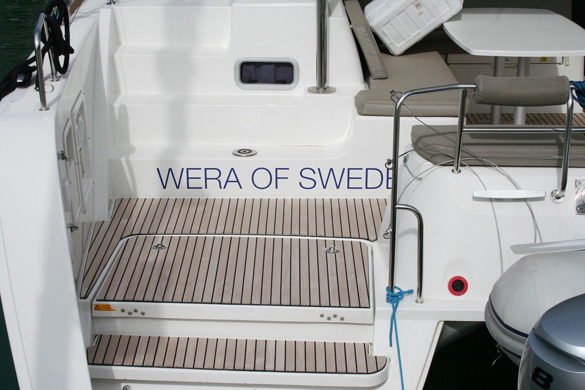 Deck of Wera of Sweden, a Lagoon 40 catamaran at Dubrovnik, Croatia