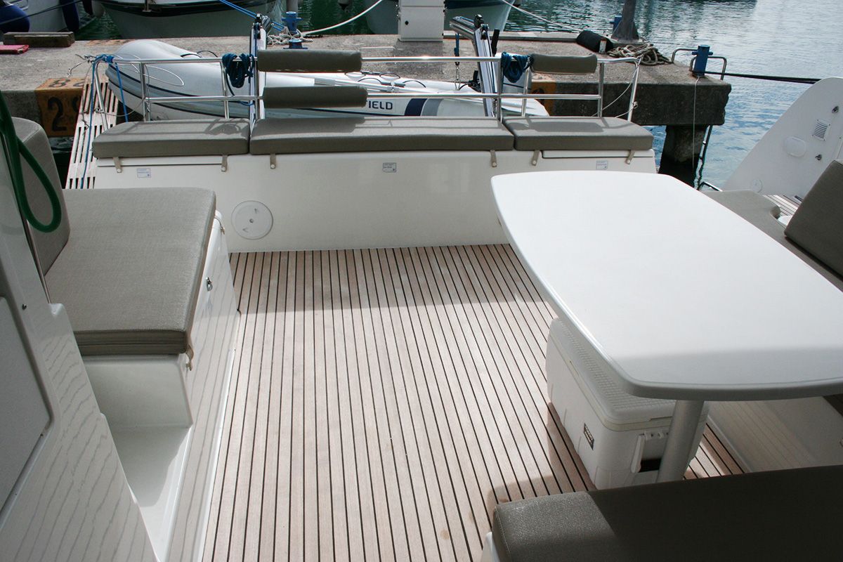 Deck of Wera of Sweden, a Lagoon 40 catamaran at Dubrovnik, Croatia