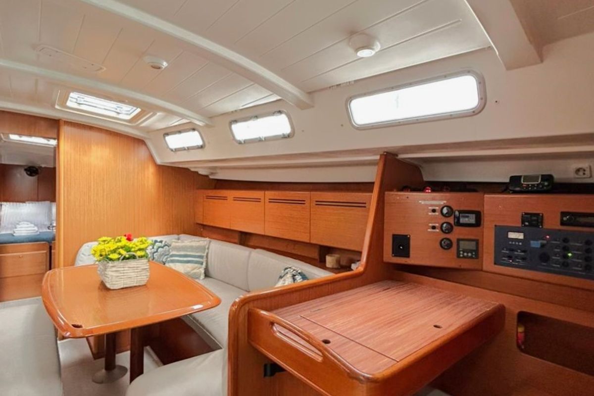 Salon of Leonidas, a Beneteau Cyclades 50.5 sailboat at Athens, Greece