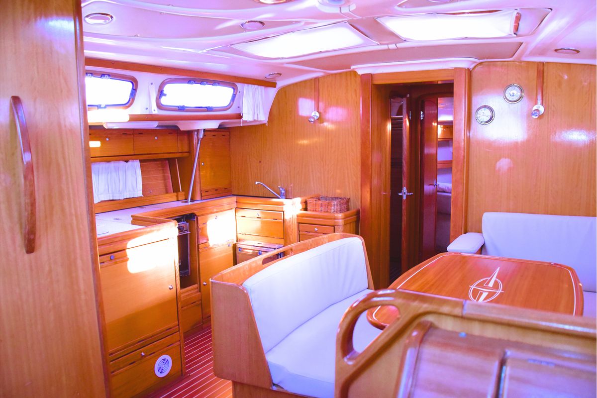 Galley of Daphne, a Bavaria Cruiser 50 sailboat at Rosignano Solvay, Italy