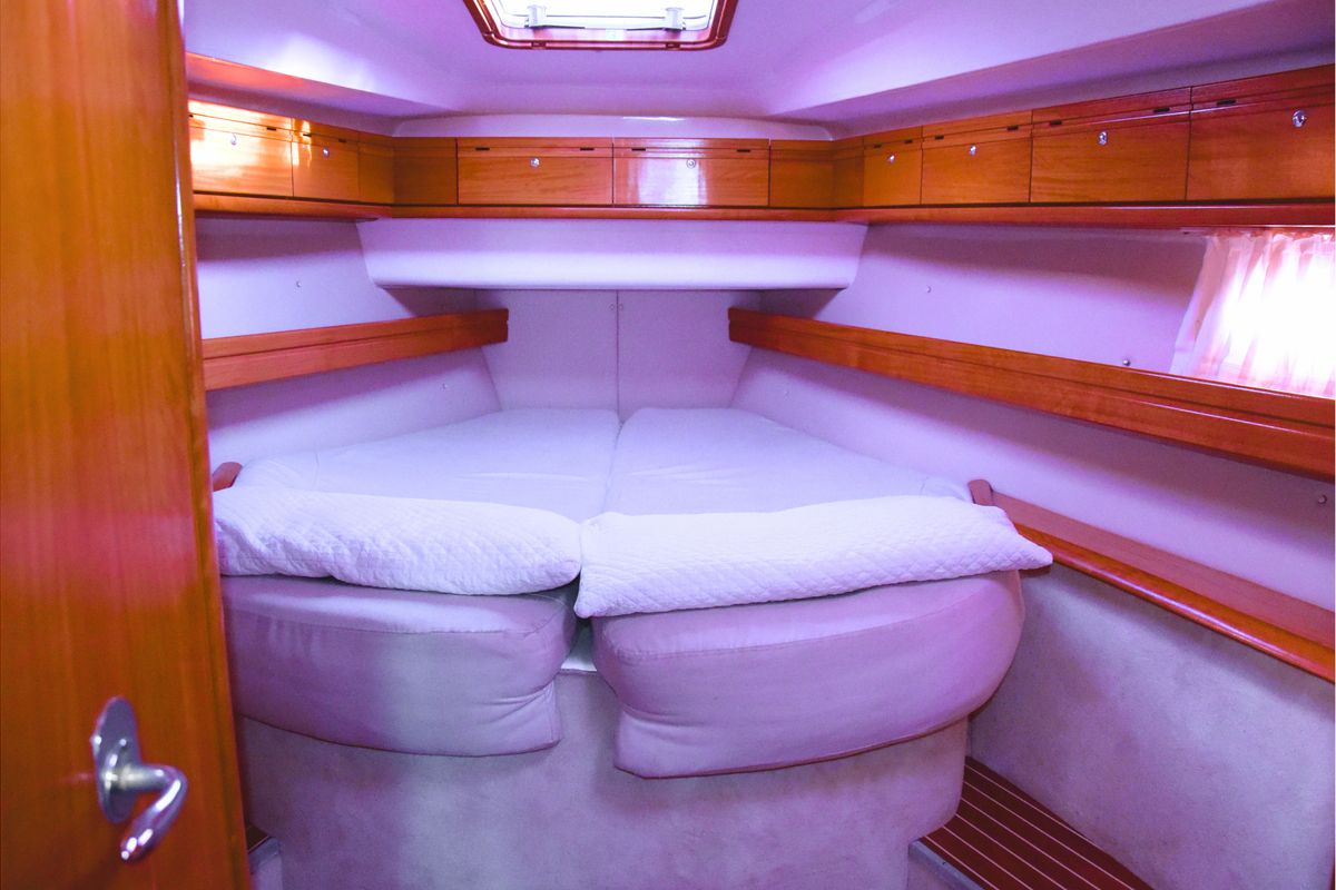 Cabin on Daphne, a Bavaria Cruiser 50 sailboat at Rosignano Solvay, Italy