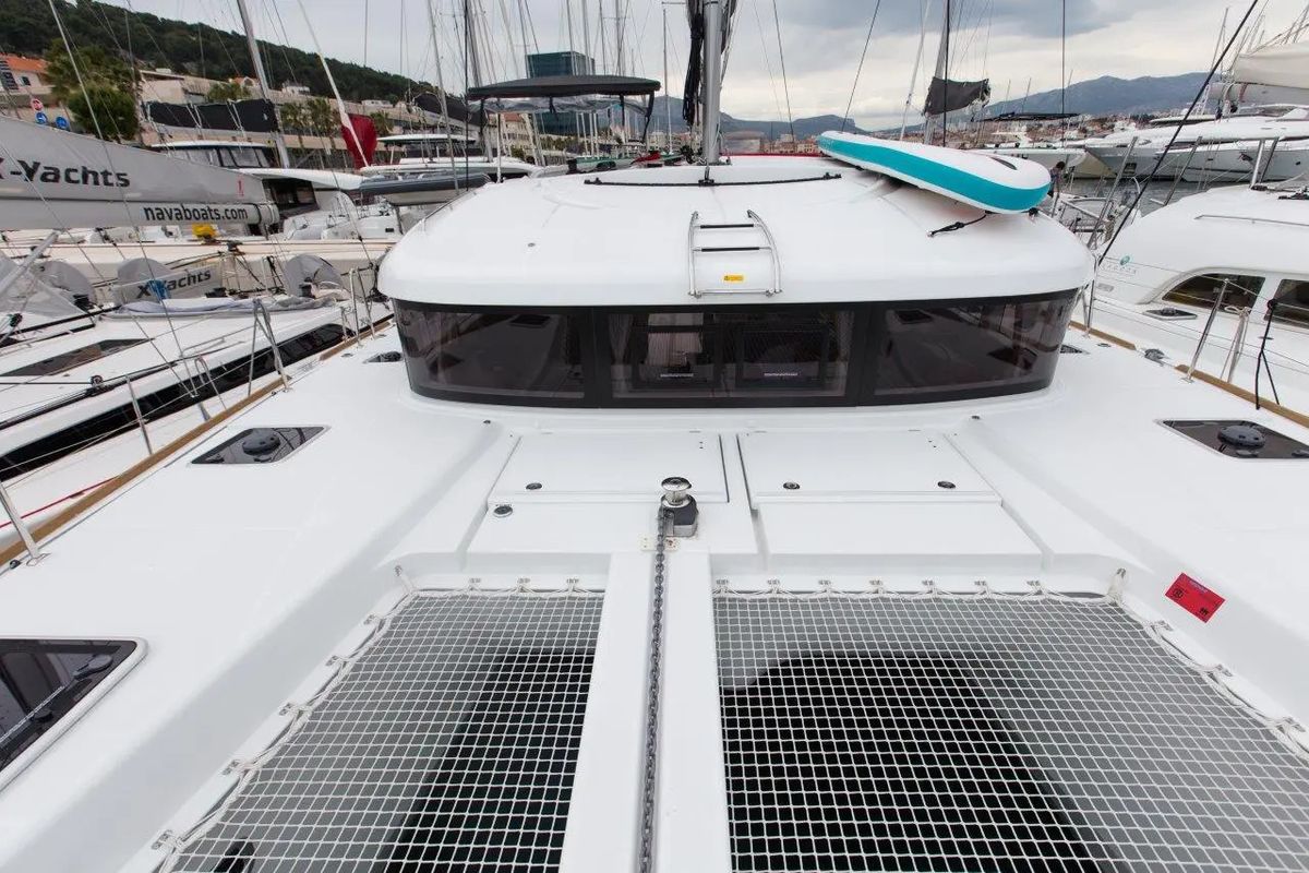 Deck of Marinero, a Lagoon 40 catamaran at Lavreotiki Municipal Unit, Greece