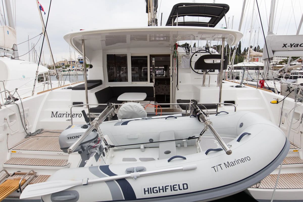 Exterior view of Marinero, a Lagoon 40 catamaran at Lavreotiki Municipal Unit, Greece