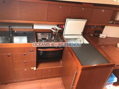 Galley of Asjemenou, a Beneteau Oceanis 41 sailboat at Kontokali, Greece