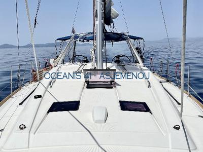 Deck of Asjemenou, a Beneteau Oceanis 41 sailboat at Kontokali, Greece