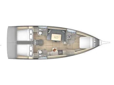 Floor plan of Allegria, a Dufour 41 sailboat at Palermo, Italy