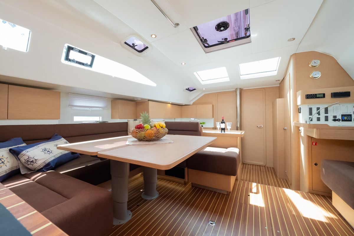 Salon of Andiamo, a Elan Impression 50 sailboat at Grad Biograd na Moru, Croatia