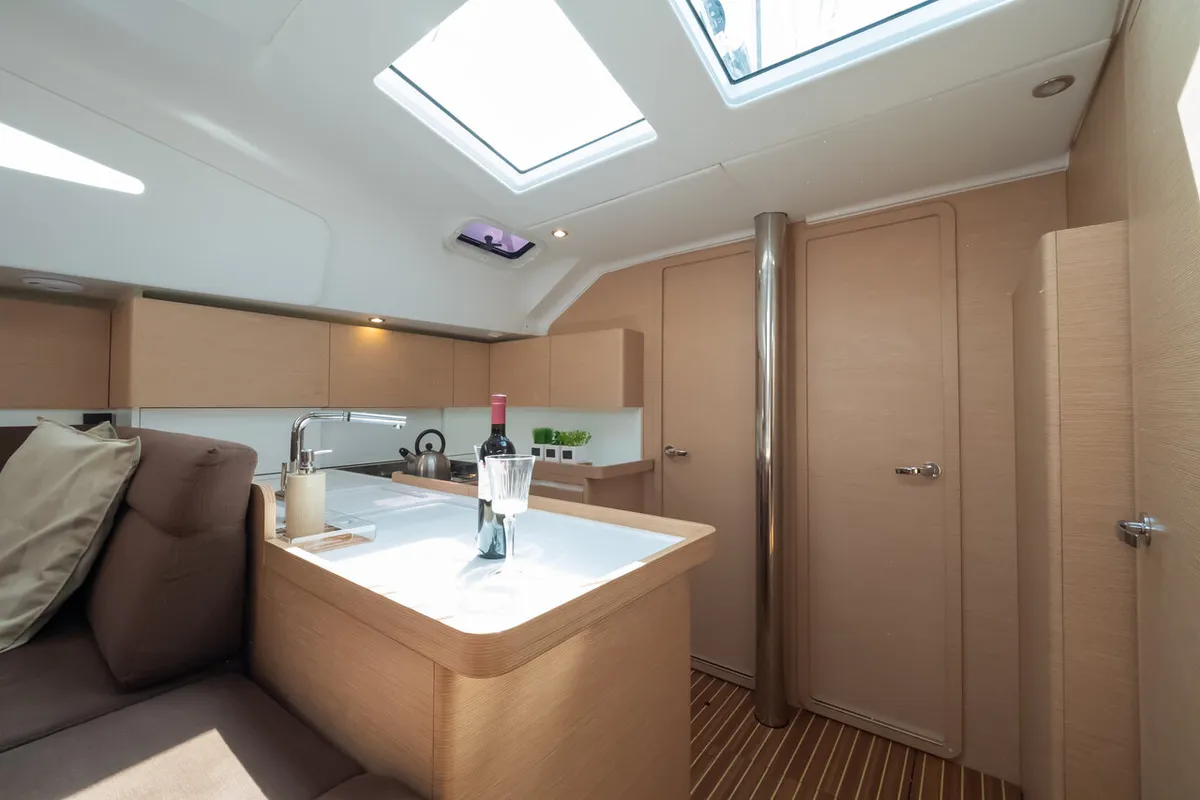 Galley of Andiamo, a Elan Impression 50 sailboat at Grad Biograd na Moru, Croatia