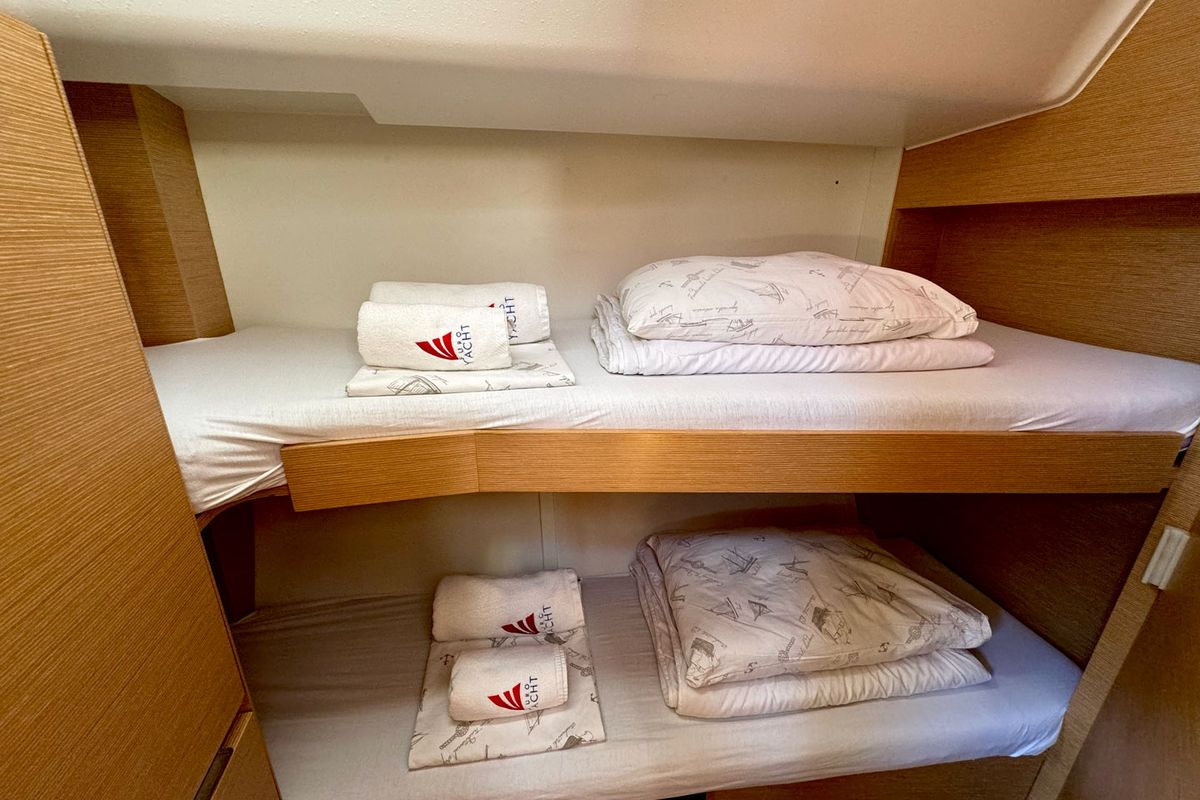 Cabin on Andiamo, a Elan Impression 50 sailboat at Grad Biograd na Moru, Croatia