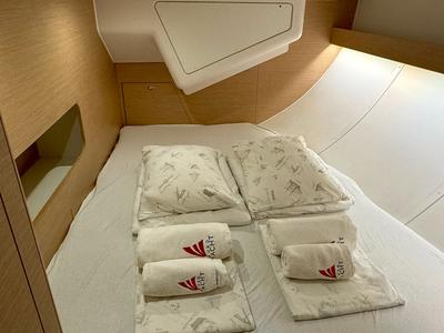 Cabin on Andiamo, a Elan Impression 50 sailboat at Grad Biograd na Moru, Croatia